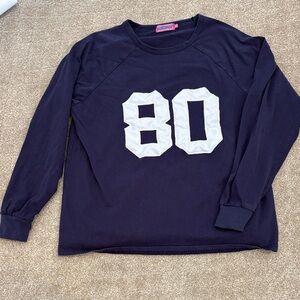 Edikted Kids Navy Blue '80' Long Sleeve Shirt- size small